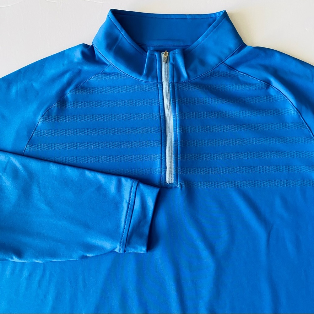 Peter Millar Engineered Stripe Perth Performance Pullover Blue River